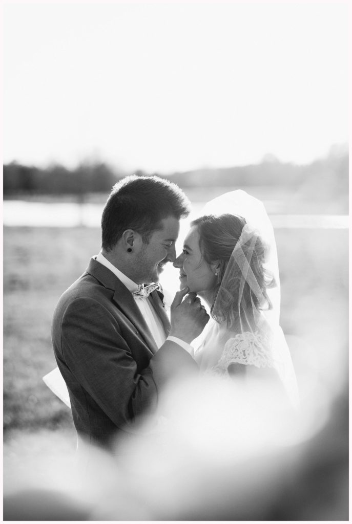 Black and white wedding photo with Charlotte, North Carolina wedding photographer