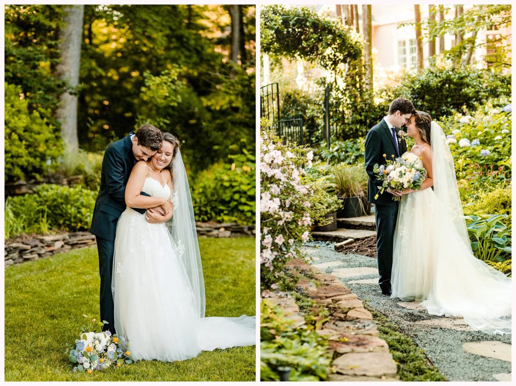 bride and groom photos in backyard charlotte wedding photographer wyeth augustine
