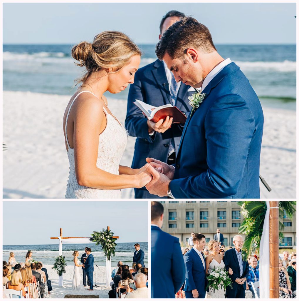 wedding ceremony on the beach at the lodge at gulf state park