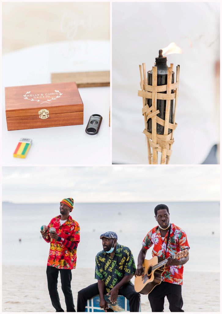 jamaican musicians play at wedding welcome party