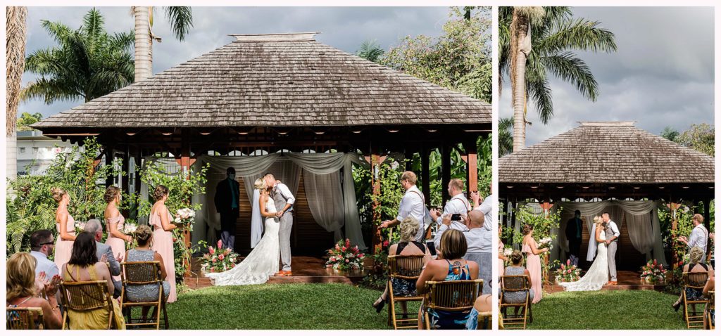 first kiss under awning at sandals negril resort
