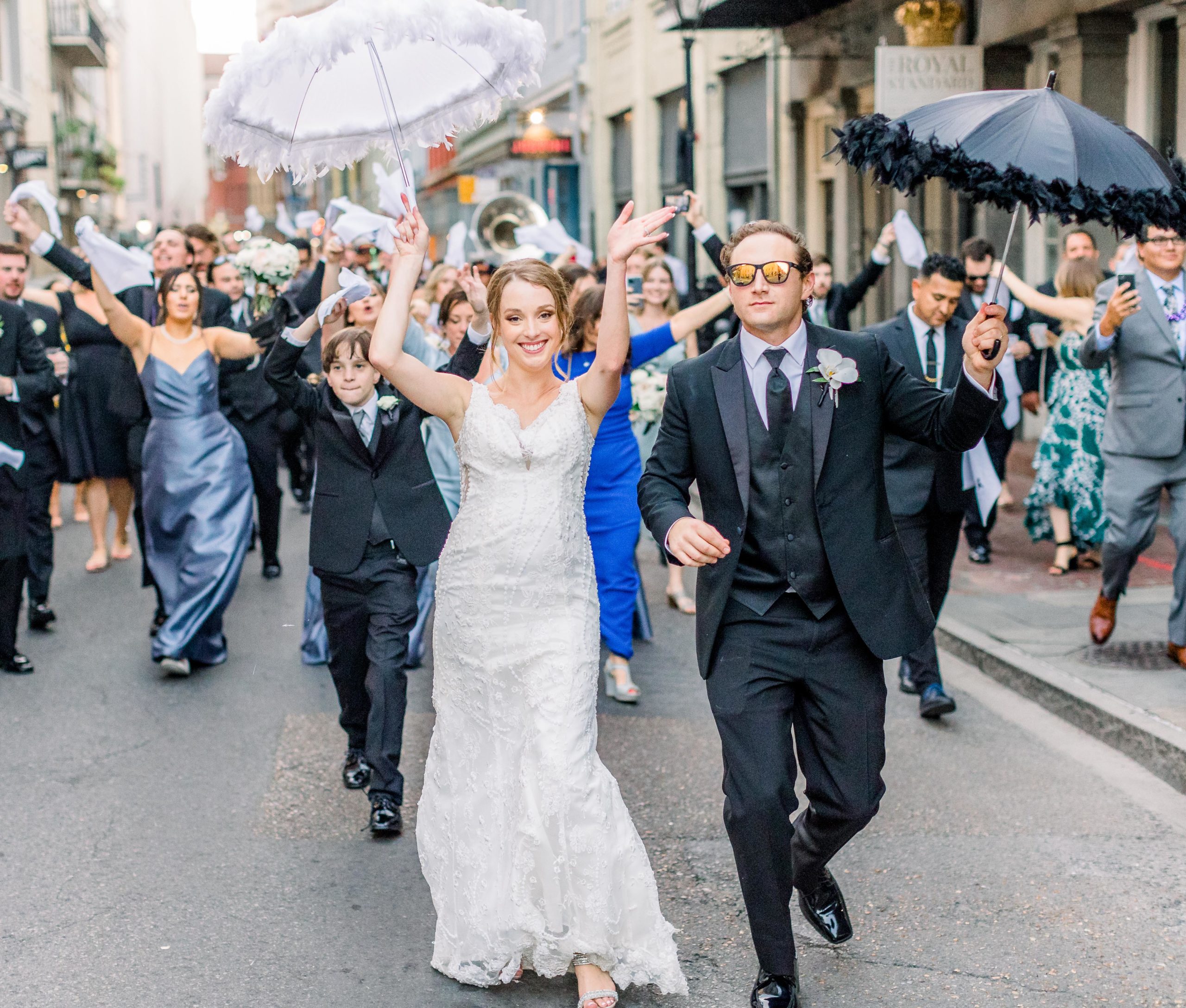 couple leads second line in new orleans