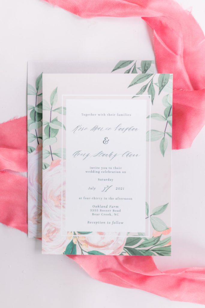 Pink invitation suite for Oakland Farm wedding | Southern wedding photographer Wyeth Augustine